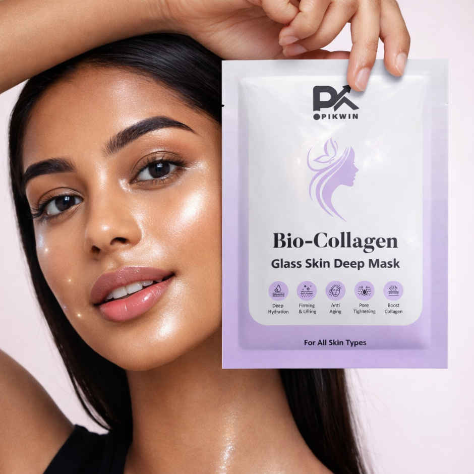 Pikwin Bio Collagen Face Sheet Mask | Korean Glass Skin Anti Aging Formula