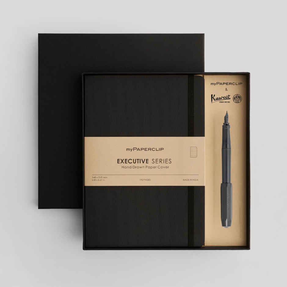 myPAPERCLIP & Kaweco All Black Gift Set | A5 Notebook and Fountain Pen