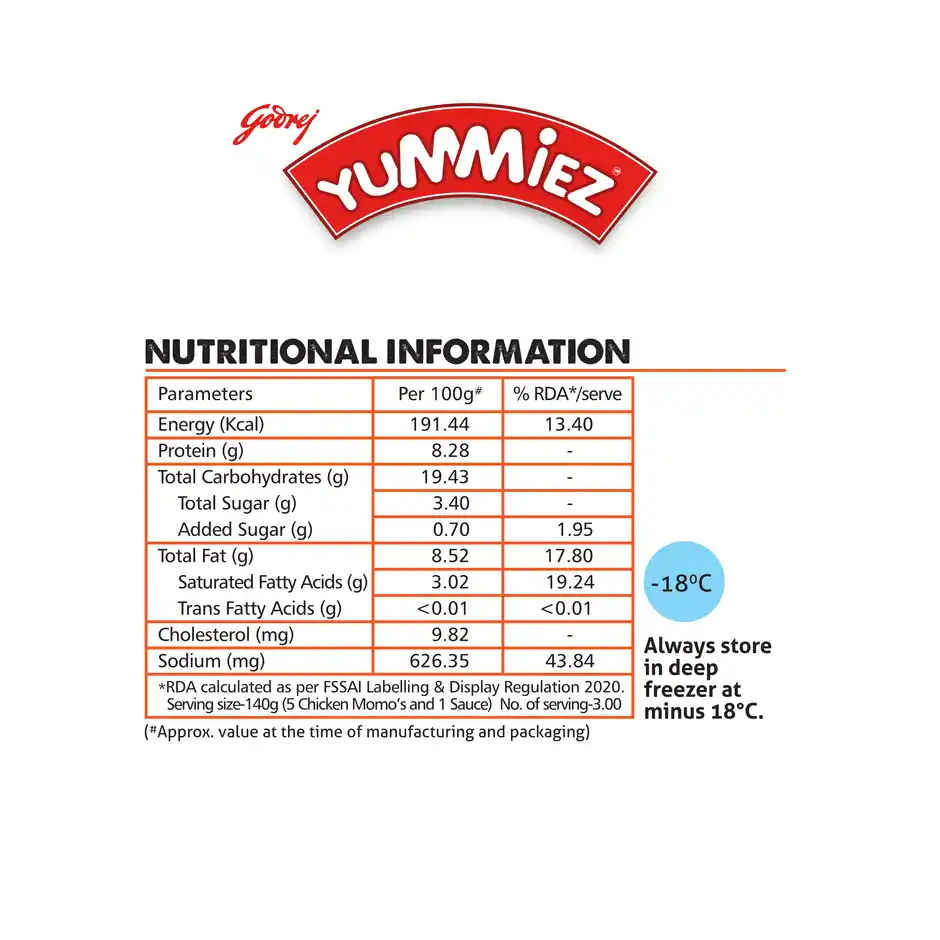 Godrej Yummiez Chicken Momos | Frozen Snack