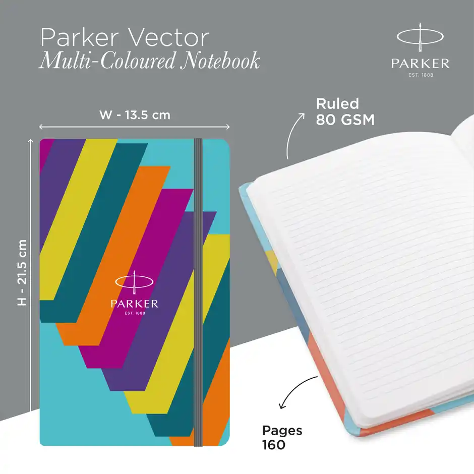 Parker Vector Metallix Orange Roller Pen & Notebook | Gift Set