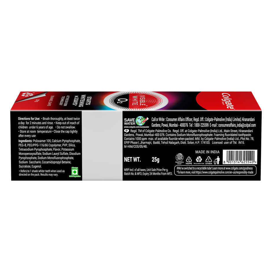 Colgate Visible White O2 Teeth Whitening Toothpaste Combo 