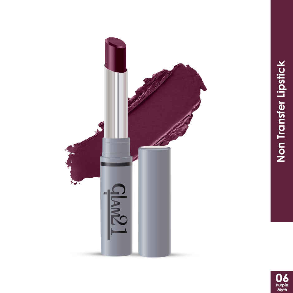 Glam21 Long Lasting Non Transfer Lipstick, Creamy Matte Finish -Purple Myth-06