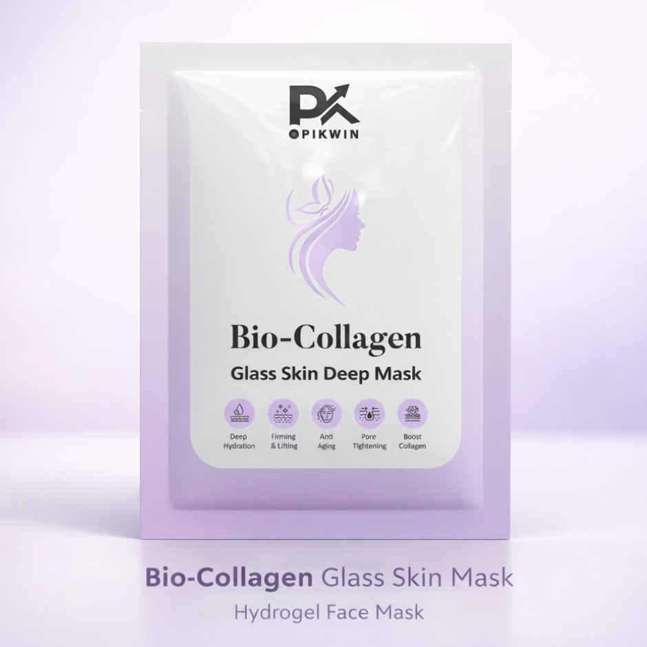 Pikwin Bio Collagen Face Sheet Mask | Korean Glass Skin Anti Aging Formula