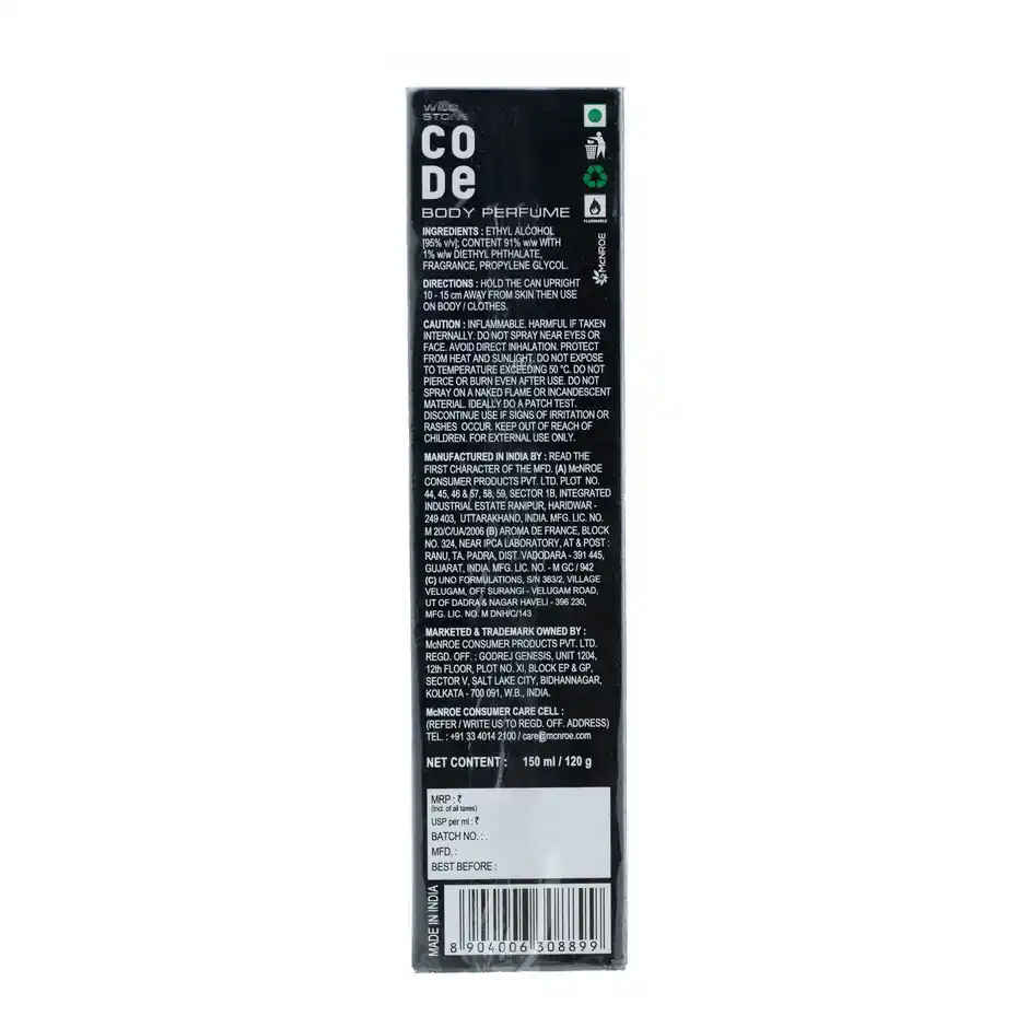 Wild Stone CODE Chrome Body Perfume | Men Deodorant | Long-Lasting