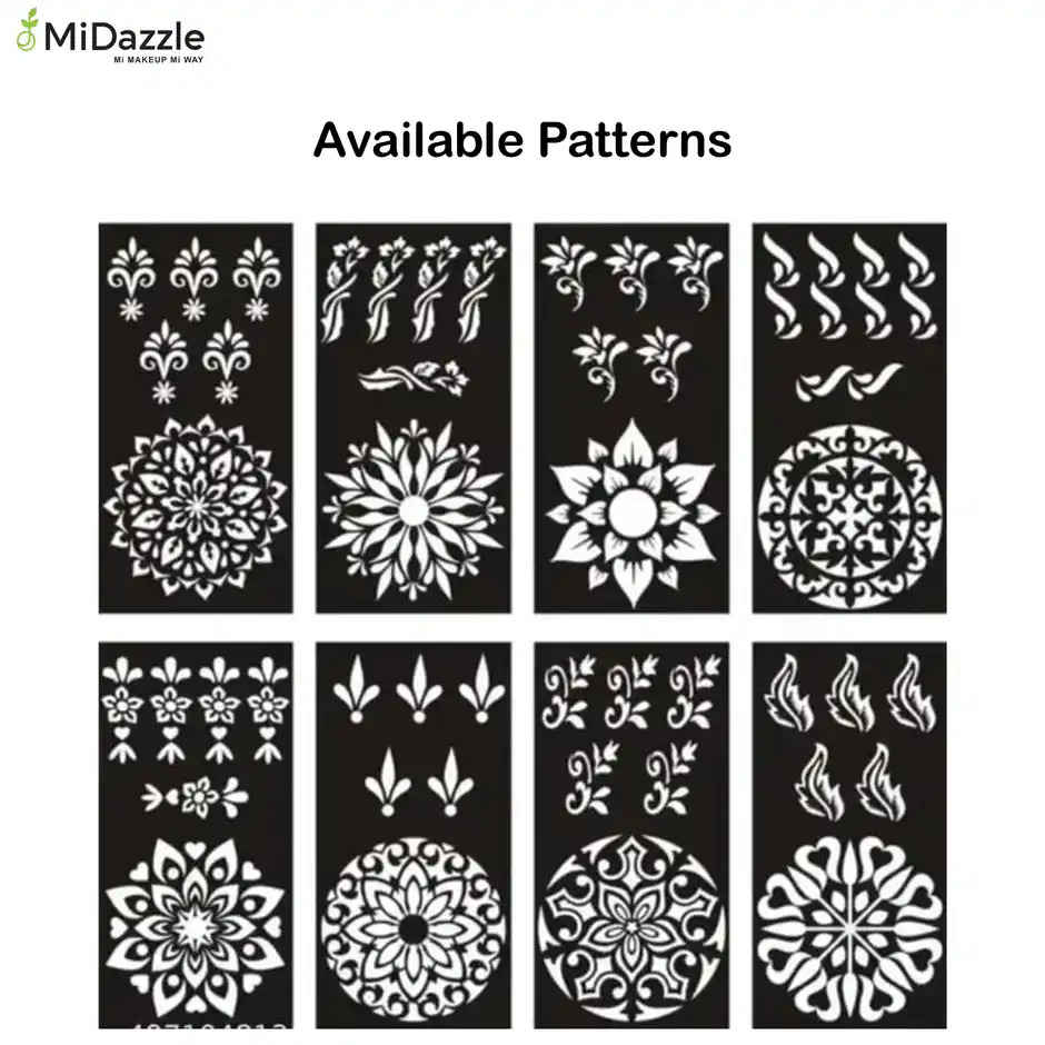 Midazzle Heena Stencils Mehandi Sticker | Large Pk1  Design5 | MIHS0003