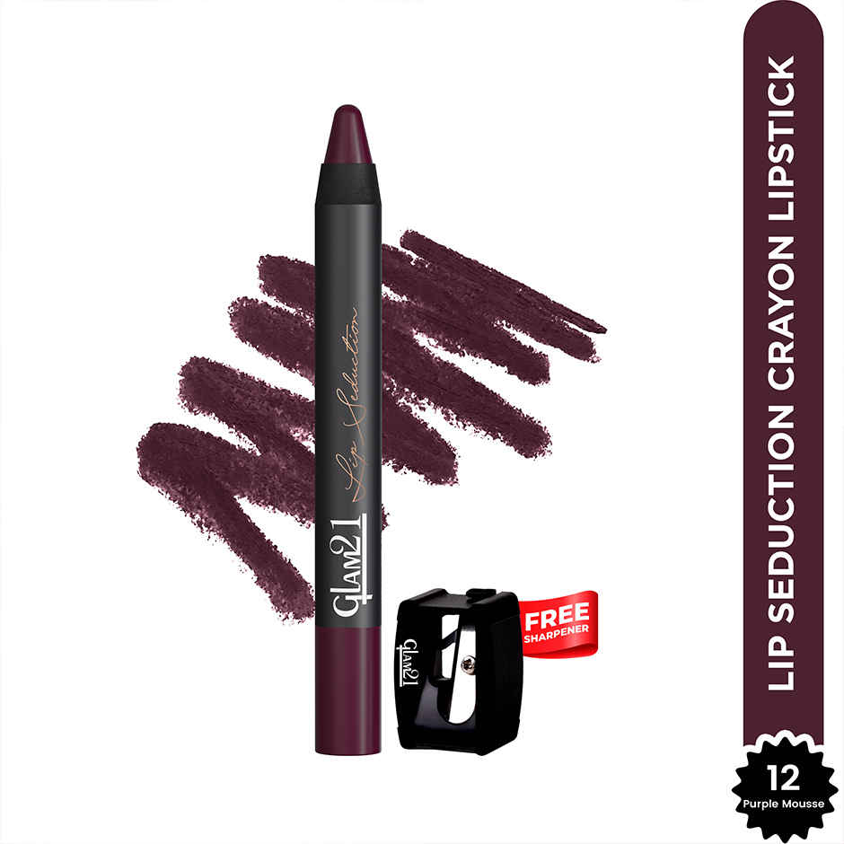 Glam21 Lip Seduction Non- Transfer Crayon Lipstick Creamy Matte Formula| Purple Mousse | 12