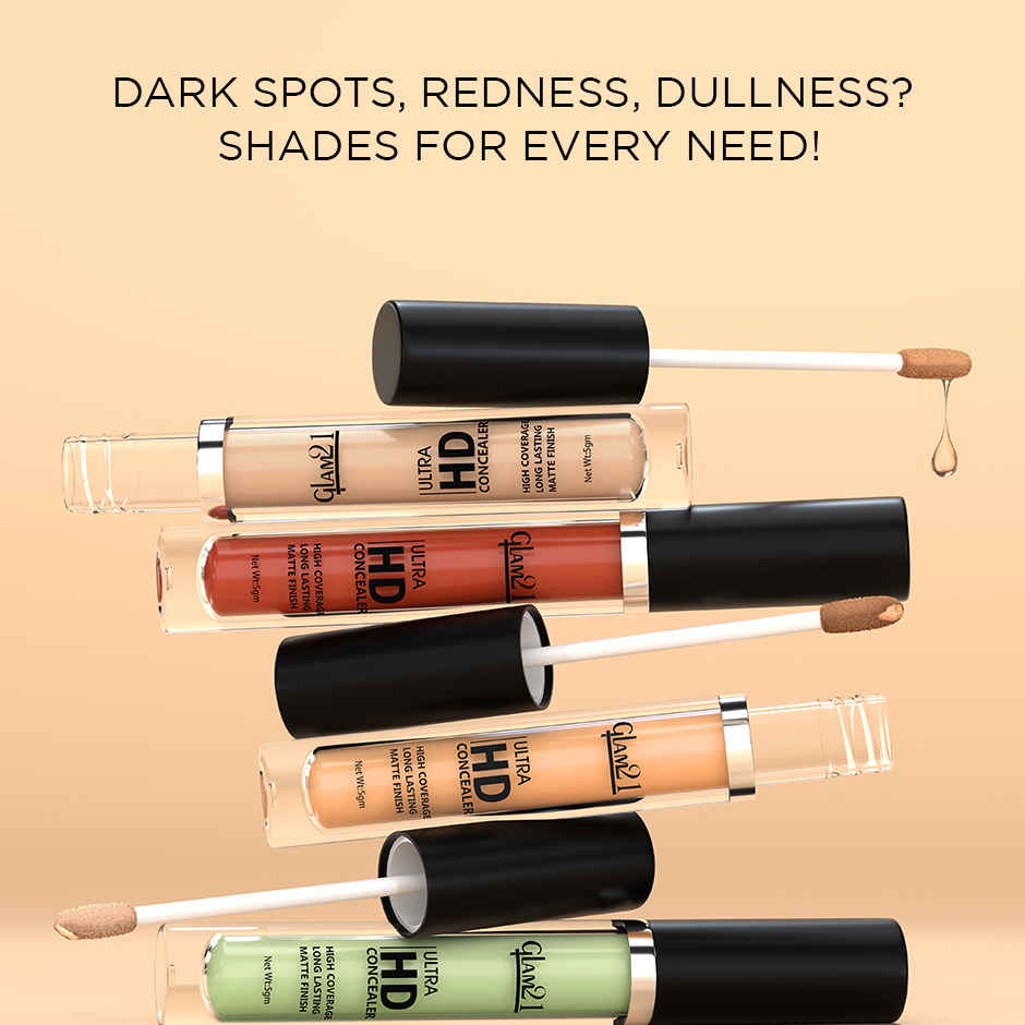 Glam21 Ultra Hd Liquid Concealer For Hd Finish | Non-Sticky Long-Lasting Matte Finish | Orange Bar