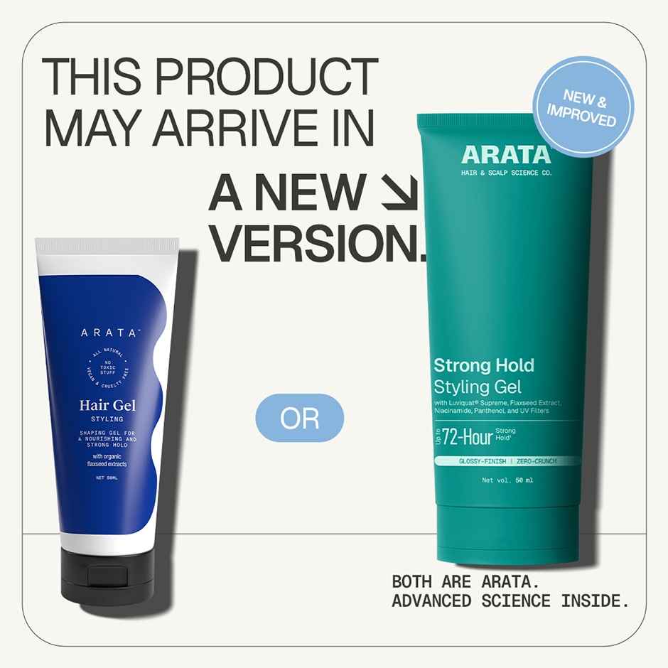 Arata Strong Hold Styling Gel with Flaxseed Extract & UV Filters for Glossy Look