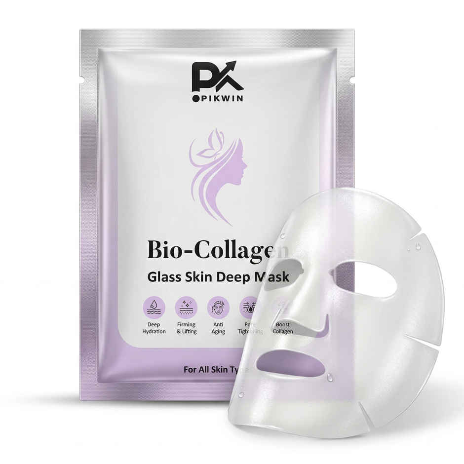 Pikwin Bio Collagen Face Sheet Mask | Korean Glass Skin Anti Aging Formula