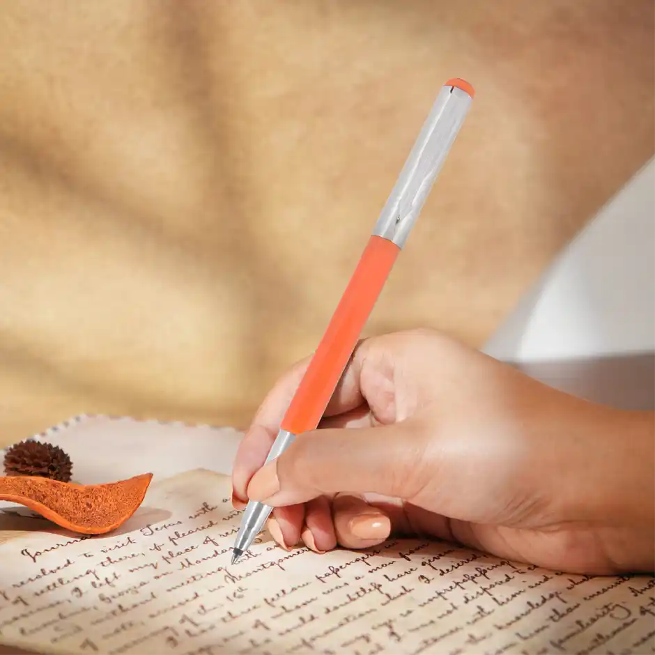 Parker Vector Metallix Orange Roller Ball Pen & Notebook | Teacher's Gift Set