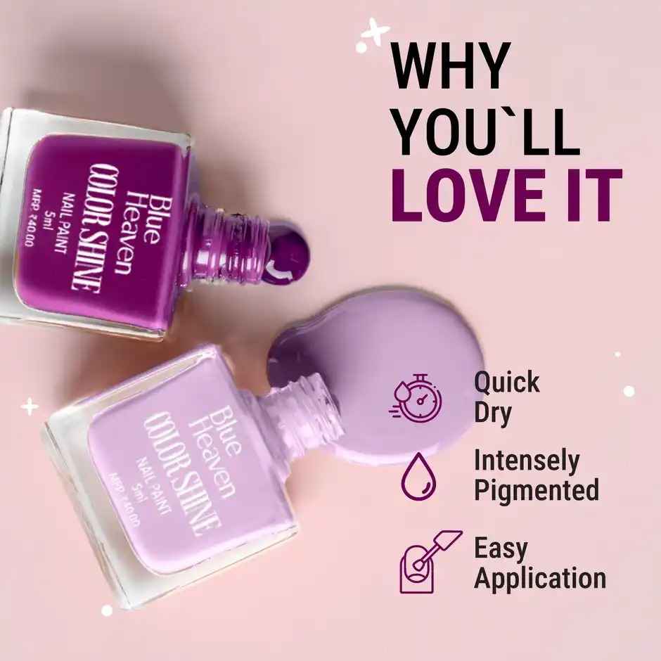 Blue Heaven Color Shine Nail Polish | Glossy Gel Finish | Quick Drying Formula | Shade 01