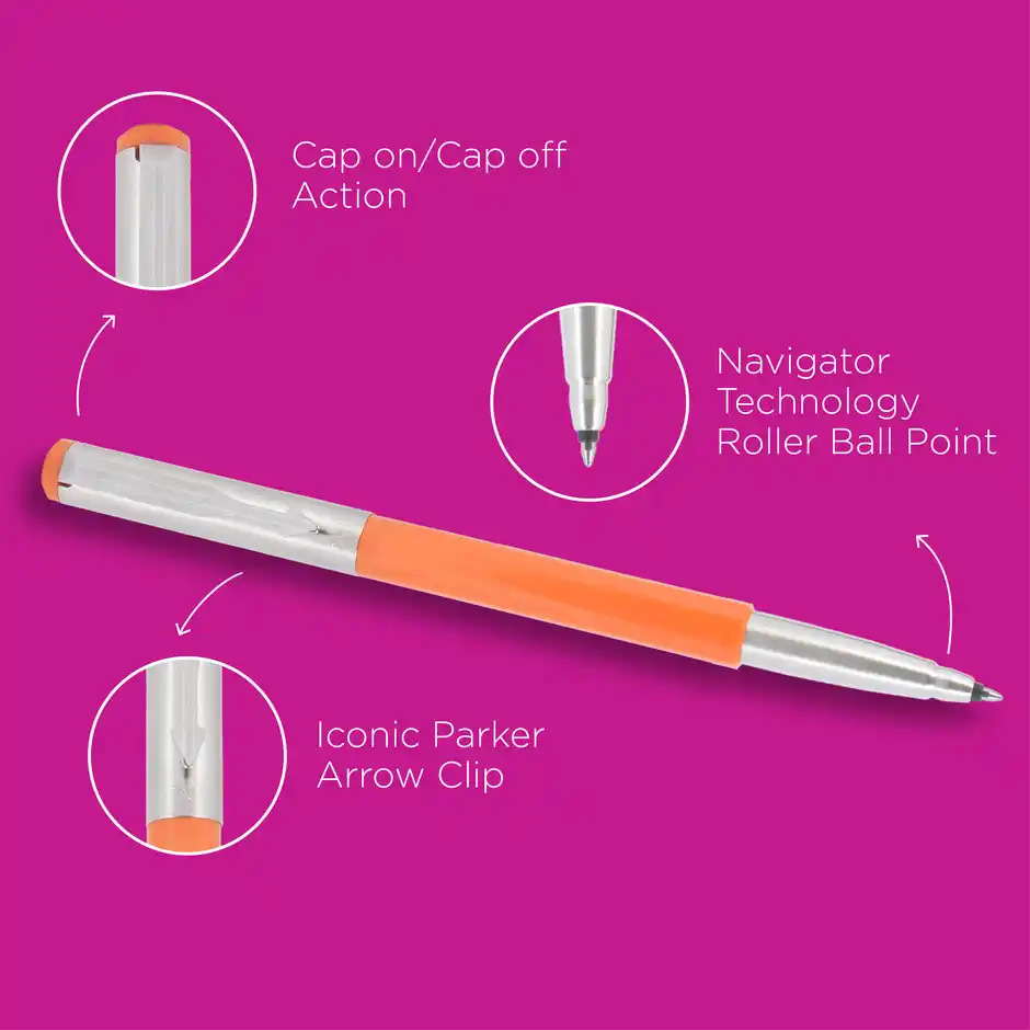 Parker Vector Metallix Orange Roller Ball Pen & Notebook | Teacher's Gift Set