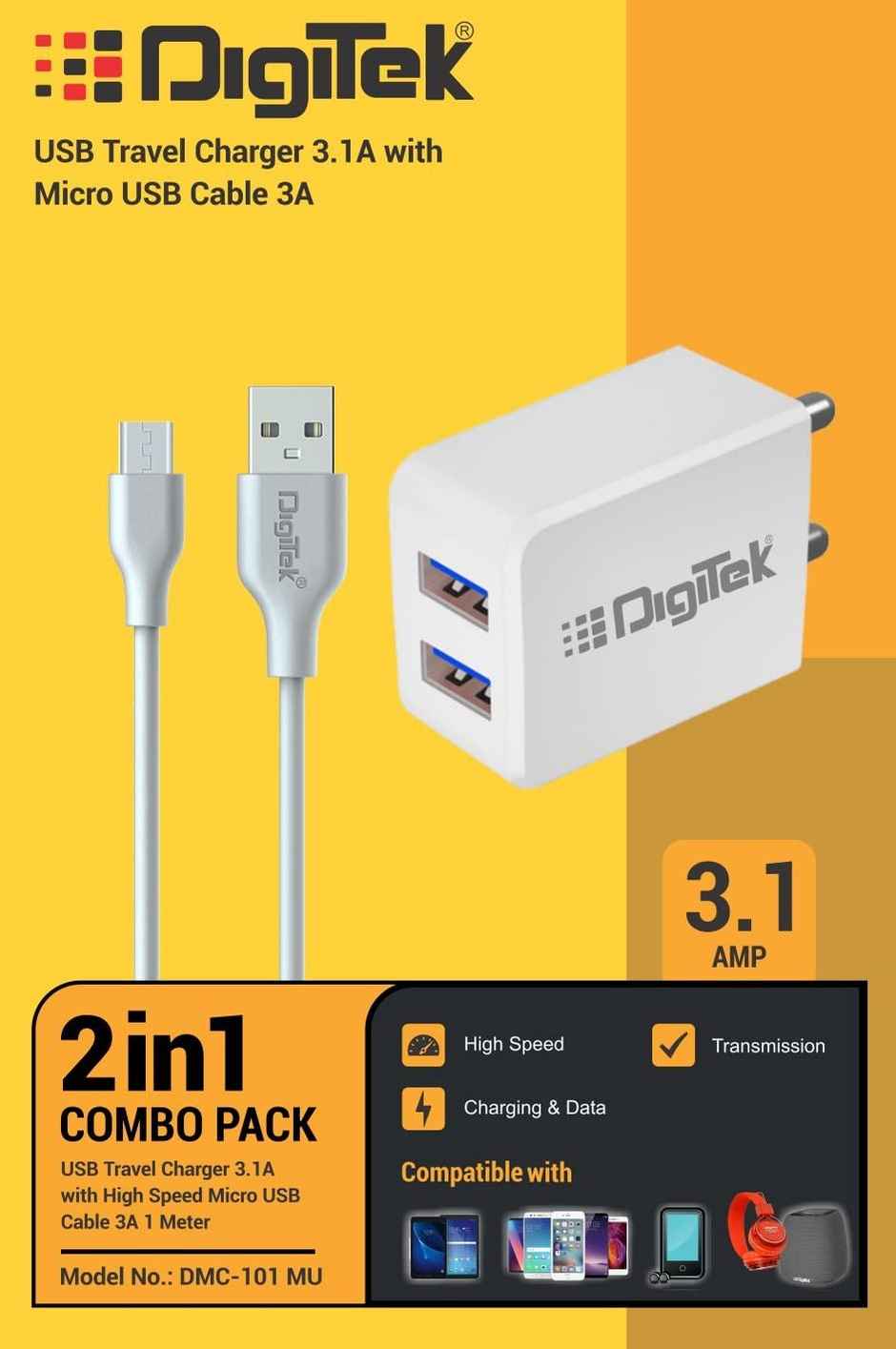 Digitek Charger USB Travel 3.1A DMC 101 MU