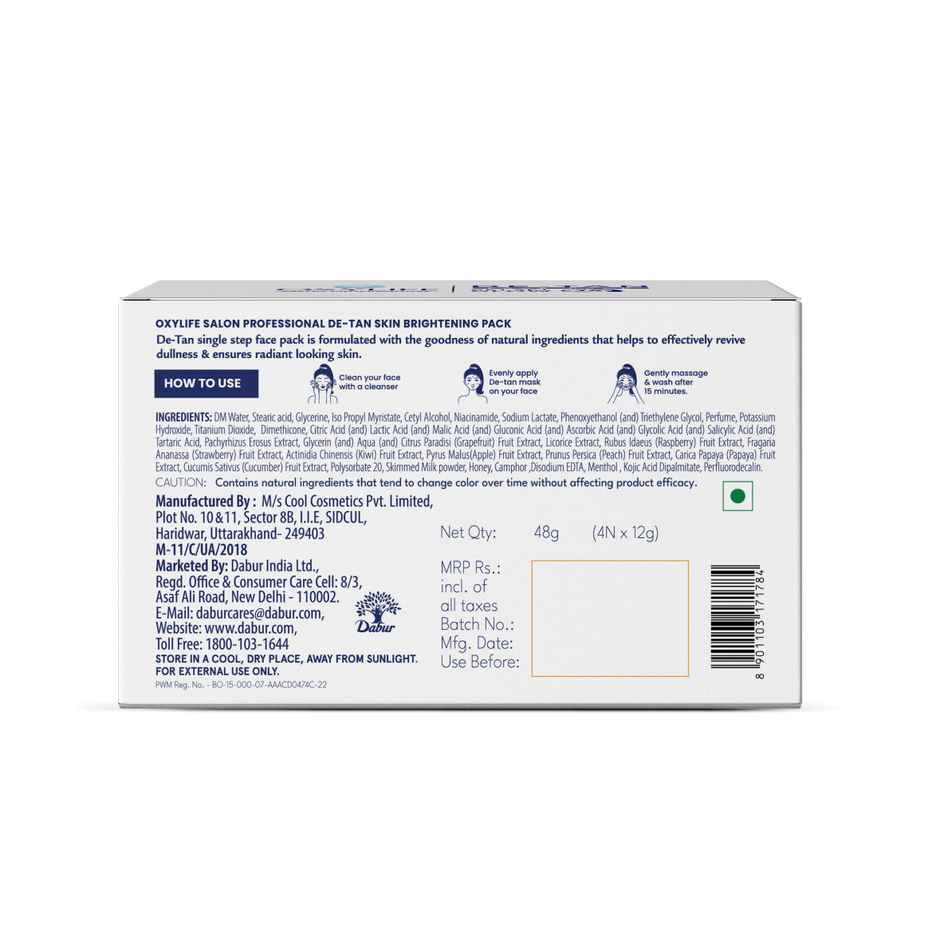 OxyLife Salon Professional De-Tan Face Pack | With Kojic Acid, Milk & Honey