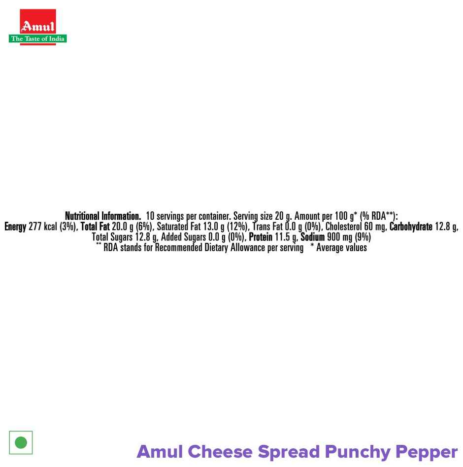 Amul Cheese Spread - Pepper