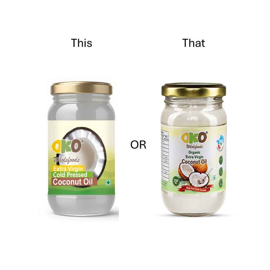 OKO Wholefoods Organic Extra Virgin Coconut Oil | Cold Pressed & Unrefined | Glass Bottle