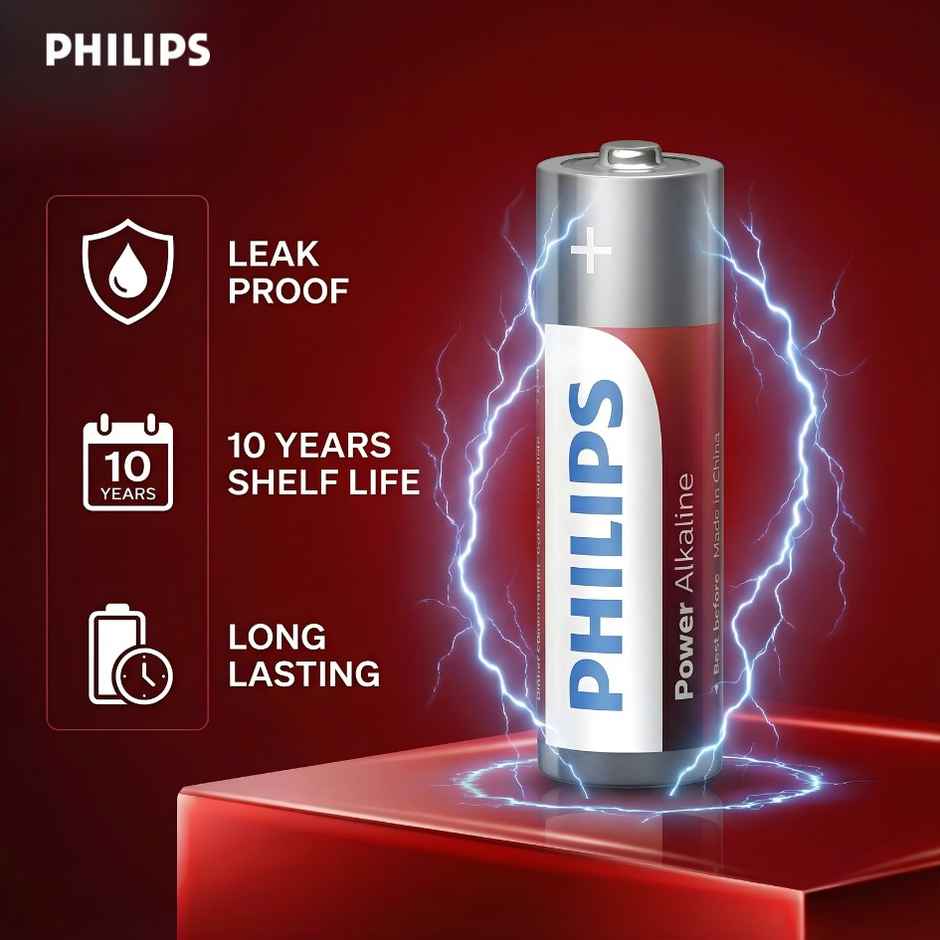 Philips Power Alkaline AA Battery | 1.5V | Long Lasting | Leak Resistant