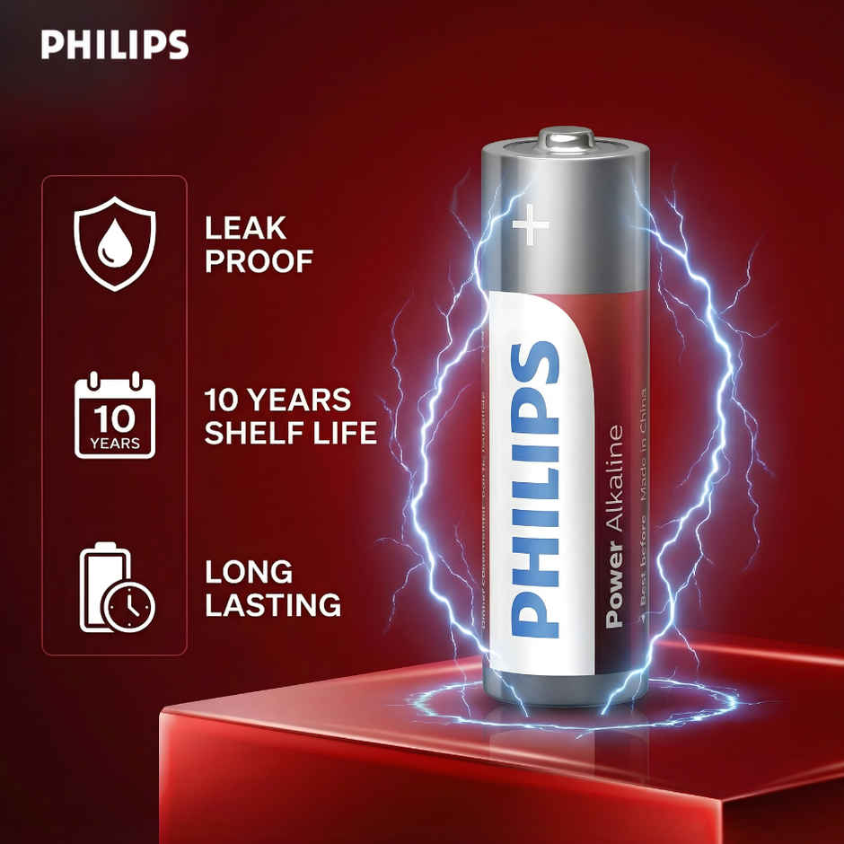 Philips LR6P4B/94 Power Alkaline AA Battery | 1.5V | Long Lasting | Leak Resistant 1.0 Piece