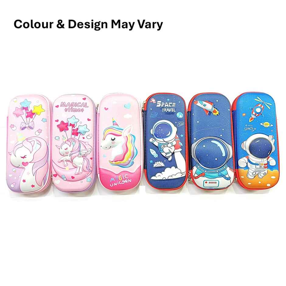 Chrome 3D EVA Pencil Cases For Storage & Organization (Colour & Design May Vary)