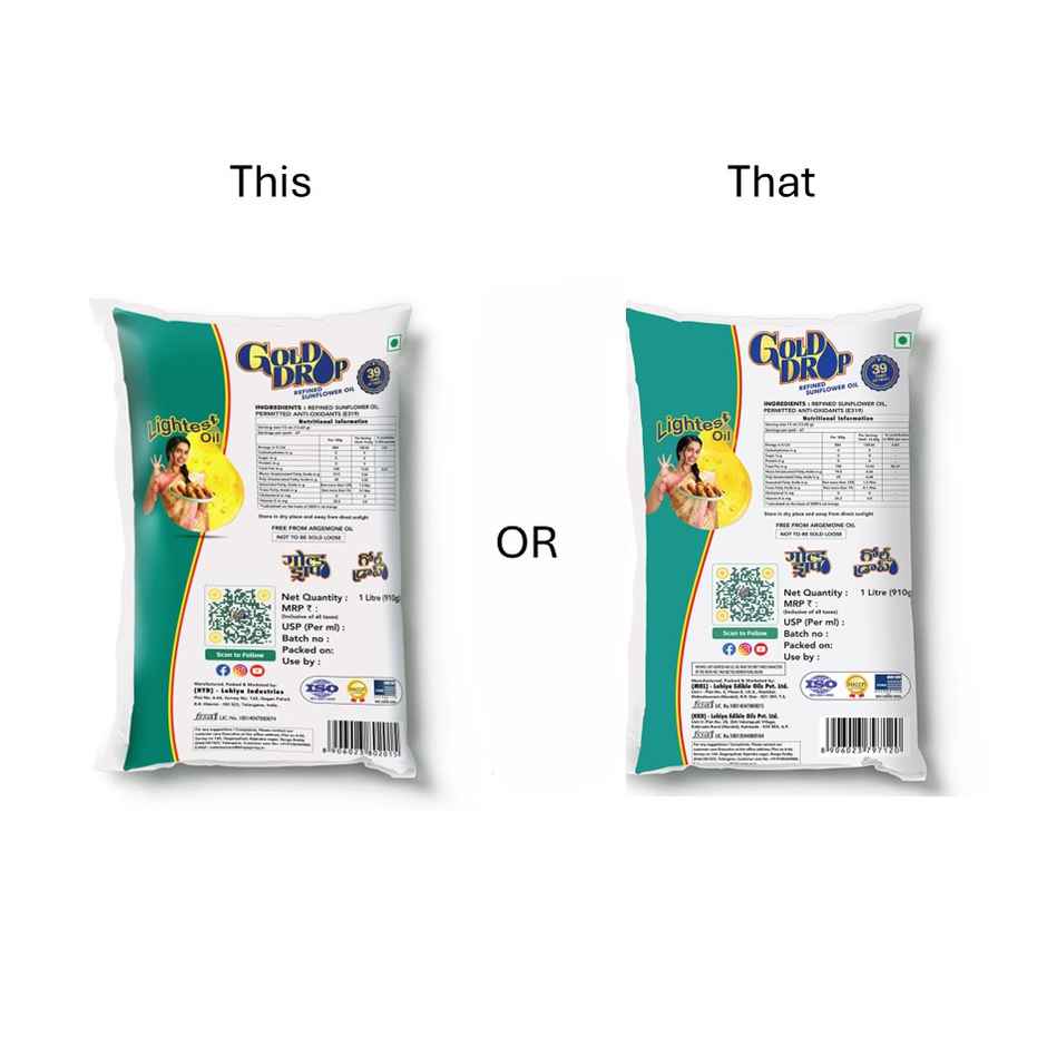 Gold Drop Cooking Oil Sunflower | Pouch