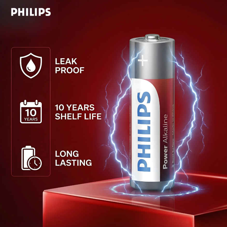 Philips LR03P4B/94 Power Alkaline AAA Battery | 1.5V | Long Lasting | Leak Resistant 1.0 Piece