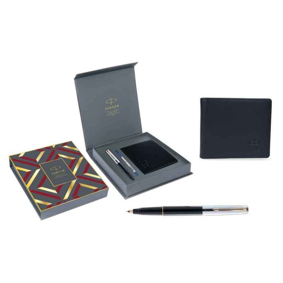 Parker Frontier Black GT Roller Ball Pen & Wallet | A Signature Gift for Teachers