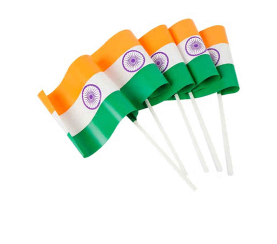 Indian National Paper Flag | Pack of 5 | 4 x 6 Inch | Handheld Flags | Tiyu Traditions