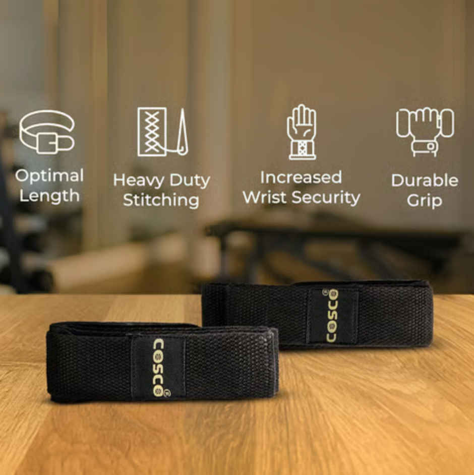 Cosco Weight Lifting Gym Straps | Black