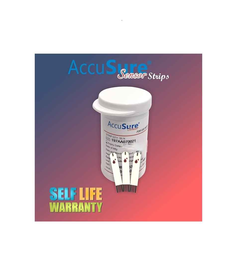 Buy AccuSure Sensor Blood Glucose Test Strip Online - Price @ ₹974 ...