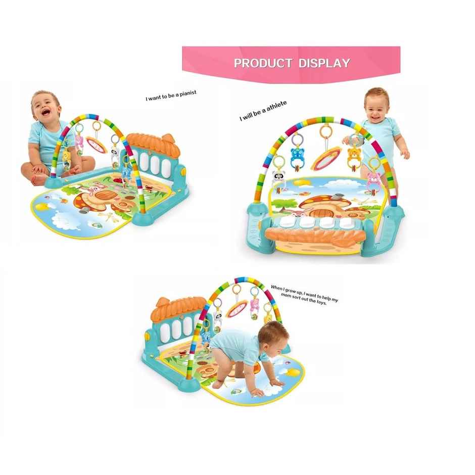 Fablue Musical Keyboard Mat for Kids - Fitness Rack Hanging Rattles Mat Educational Toy for Toddlers