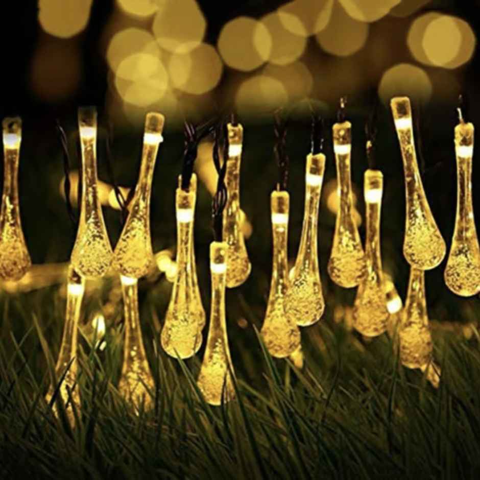 Quace Crystal Rain Drop Warm White String Light