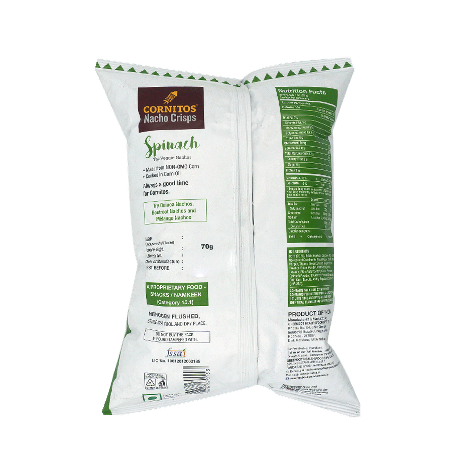 Cornitos Nacho Chips - Spinach 