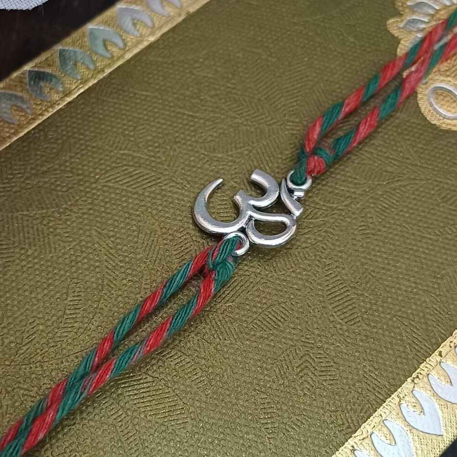 Auspicious Symbols With Colourful Mauli Rakhi | Festive Rakhi | Assorted Designs | Gullak