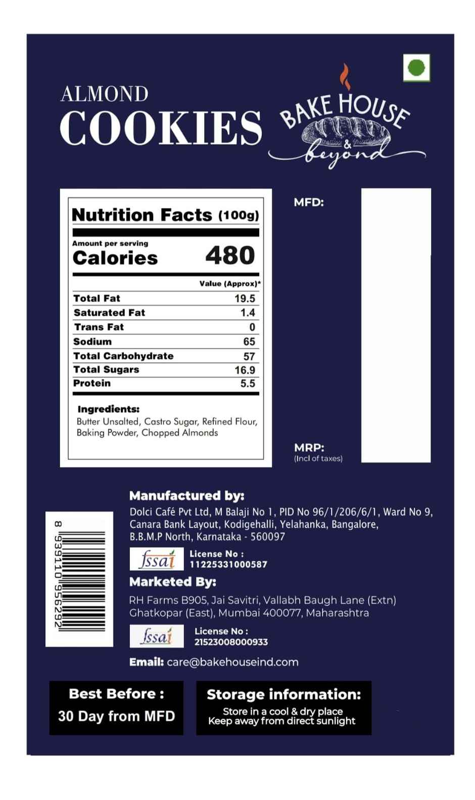 Bakehouse Premium Roasted Almond Cookies