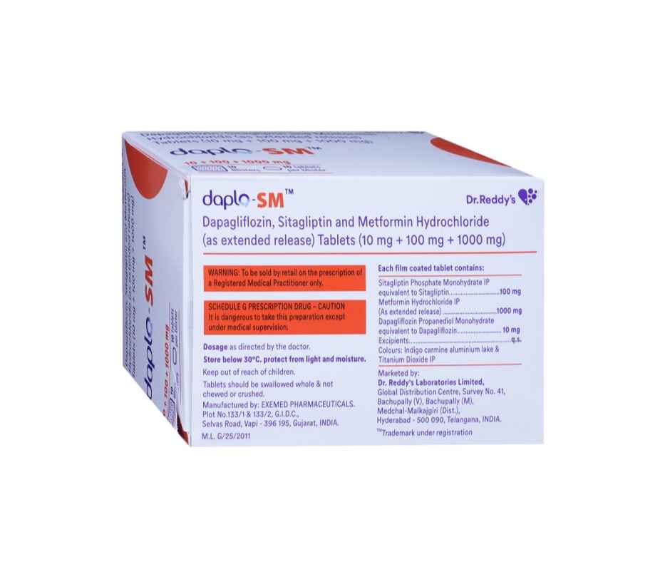 Buy Daplo-SM 10/100/1000mg Tablet ER Online - Price @ ₹187 | Instant ...