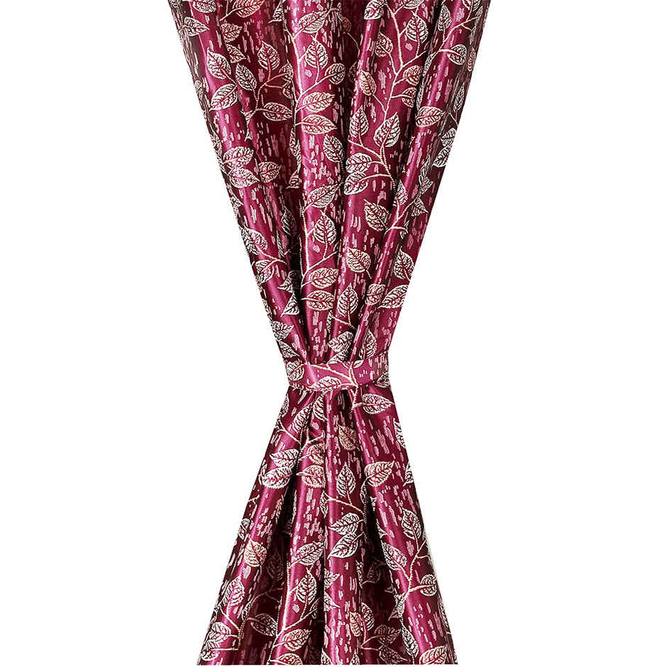 Antzco Maroon Printed Window Curtain 5 ft x 4 ft | Pack of 2 | WC06