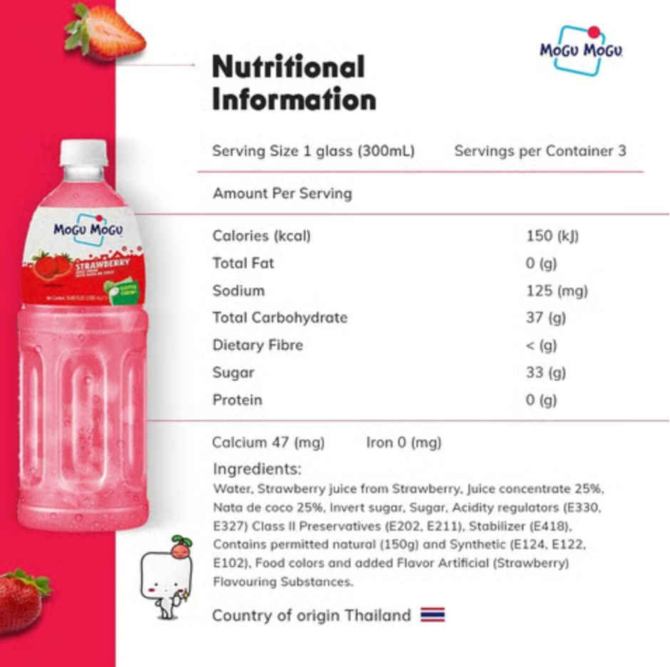 Mogu Mogu Imported Strawberry Fruit Juice