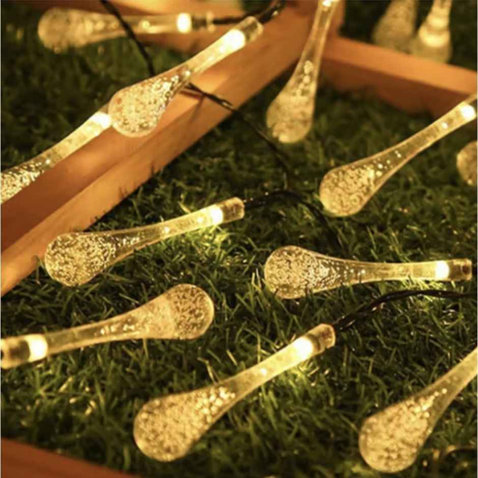 Quace Crystal Rain Drop Warm White String Light