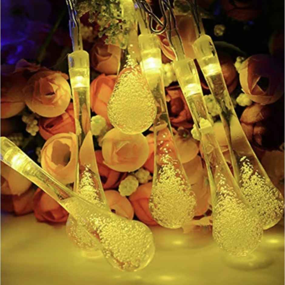 Quace Crystal Rain Drop Warm White String Light Combo 