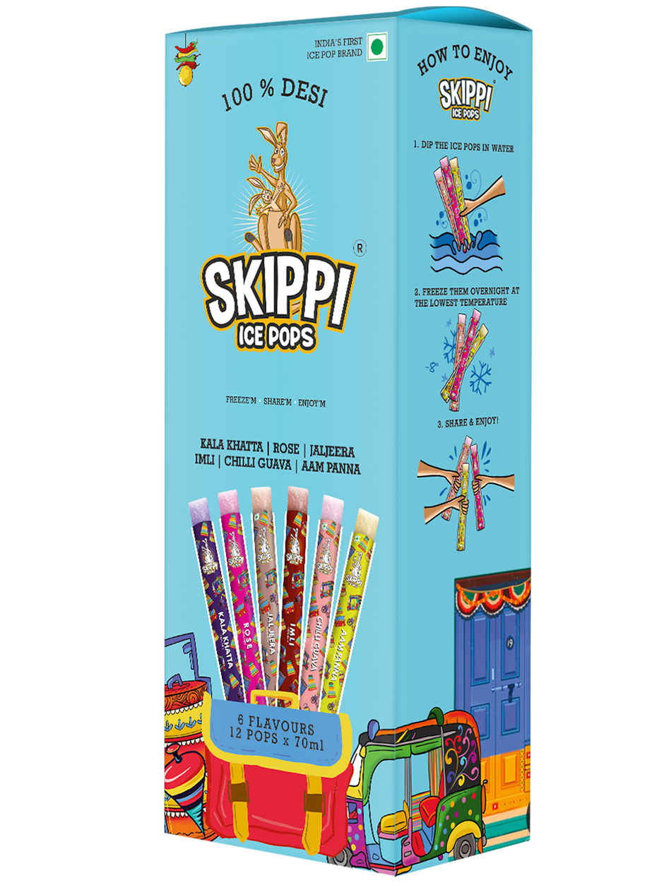 Skippi Icepops All Desi Flavour Box Of Skippi Ice Pops Kala Khatta Rose Jaljeera Imli Chilli Guava