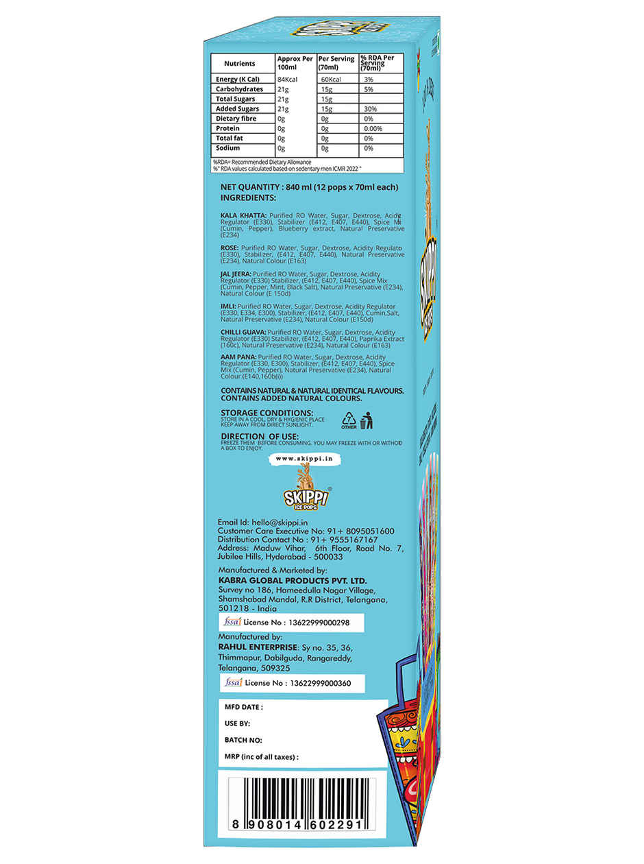 Skippi Icepops All Desi Flavour Box Of Skippi Ice Pops Kala Khatta Rose Jaljeera Imli Chilli Guava