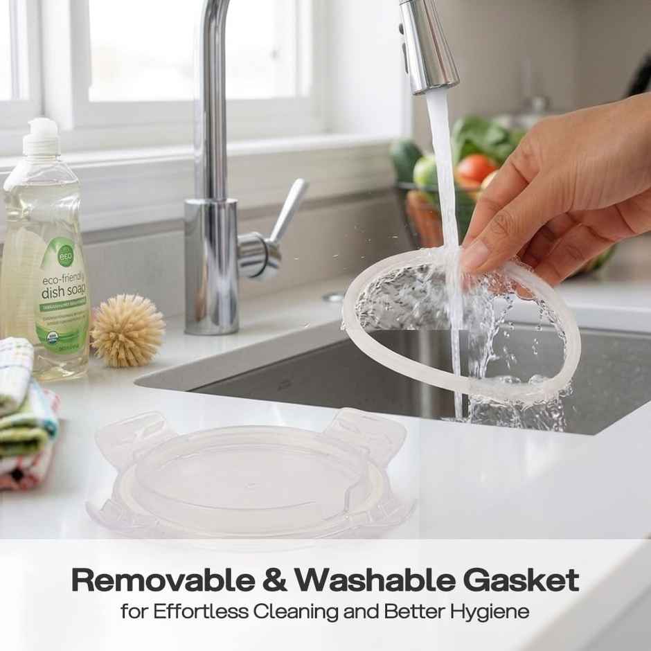 Cello Glassy Square Bottle Lunch Box | Borosilicate Glass | 3 x 320ml and 500 ml | Clear