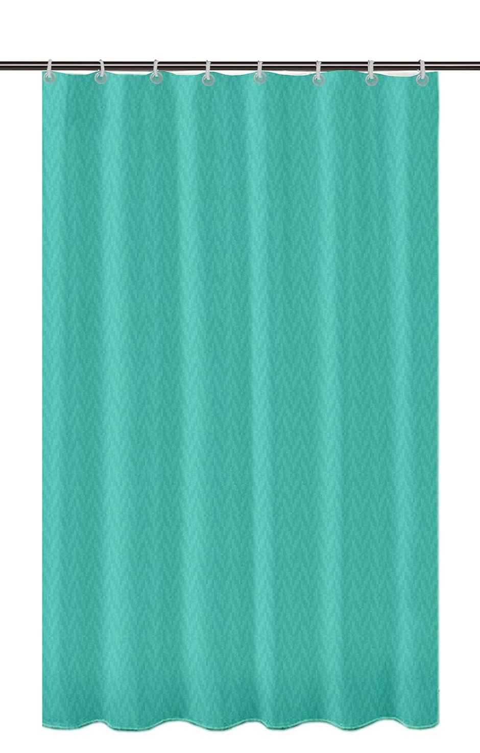 Lushomes Shower Curtain - Green | Zig Zag | 8 Eyelets | 8 C-Hooks | Non-PVC | 120 x 200 cm