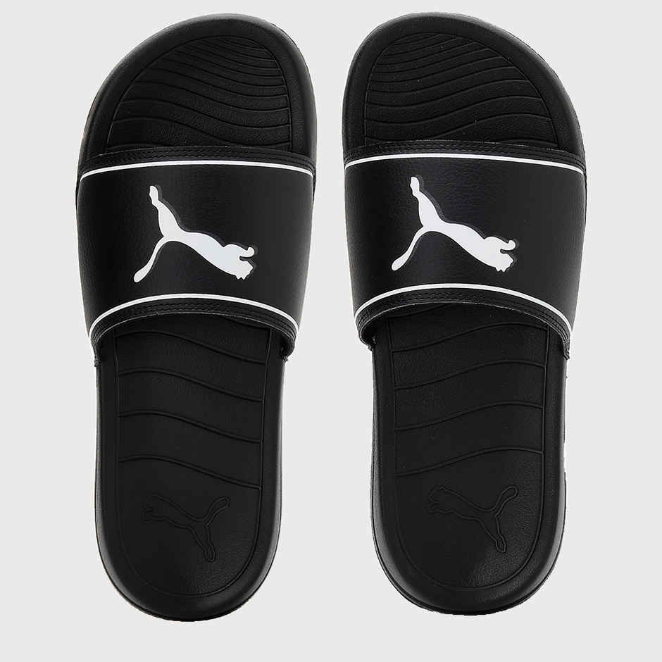 Puma Marine Unisex Slides | Black- White-Castlerock | Size - UK 6