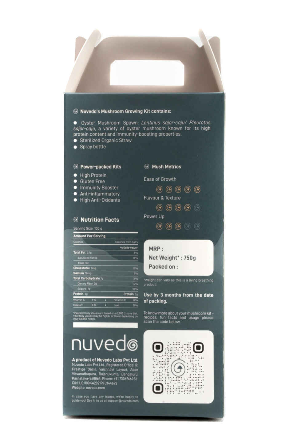 Buy Nuvedo High Protein Oyster Mushroom Growing Kit Online - Price ...
