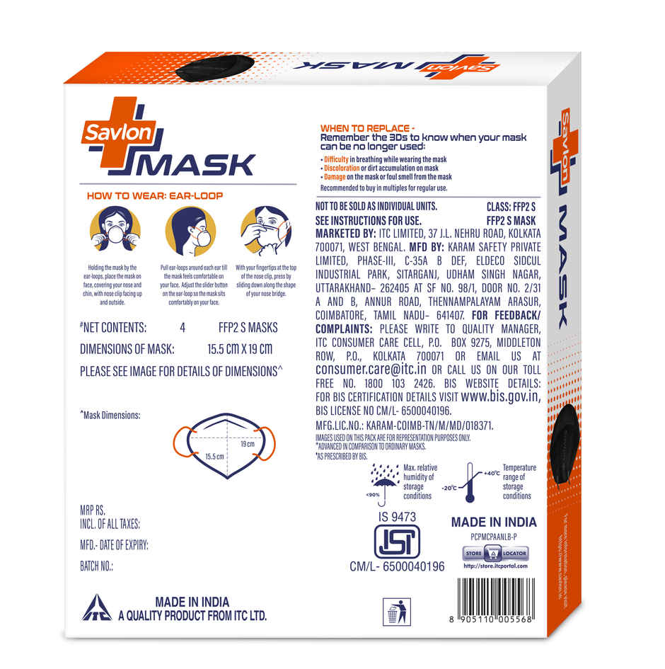 Savlon BIS Certified FFP2 Mask (Comparable to N95)