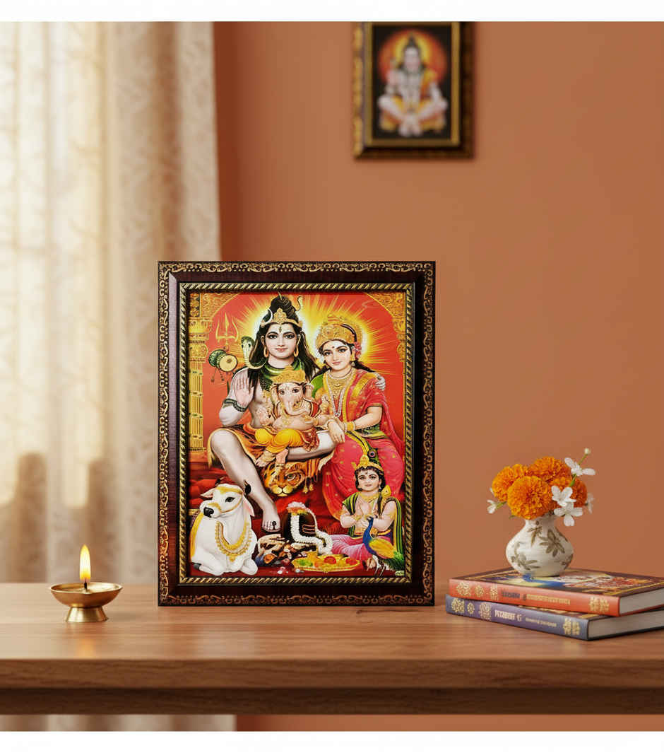 Shiv Parivar Family God Photo Frame | Small Size | Mangal Bhawan