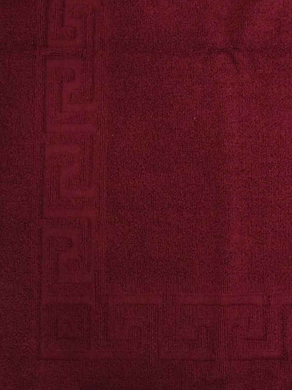 Lushomes Bathroom Mat - Maroon | Soft Terry Cotton | Greek Border | 50 x 77 cm