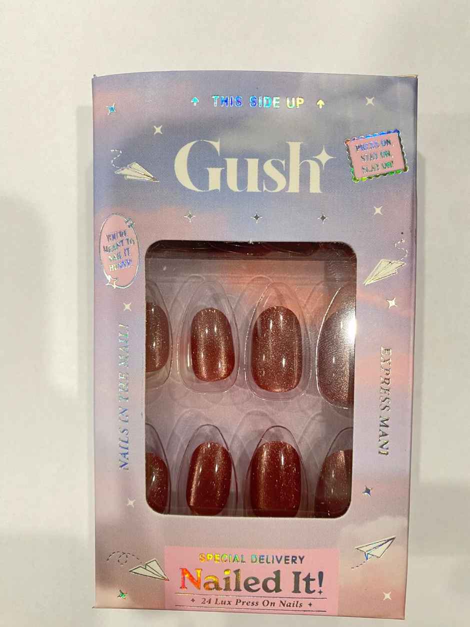 Gush Beauty Nailed It | Reusable Luxury Press On Nails With Application Kit - Redhead Energy Cat Eye