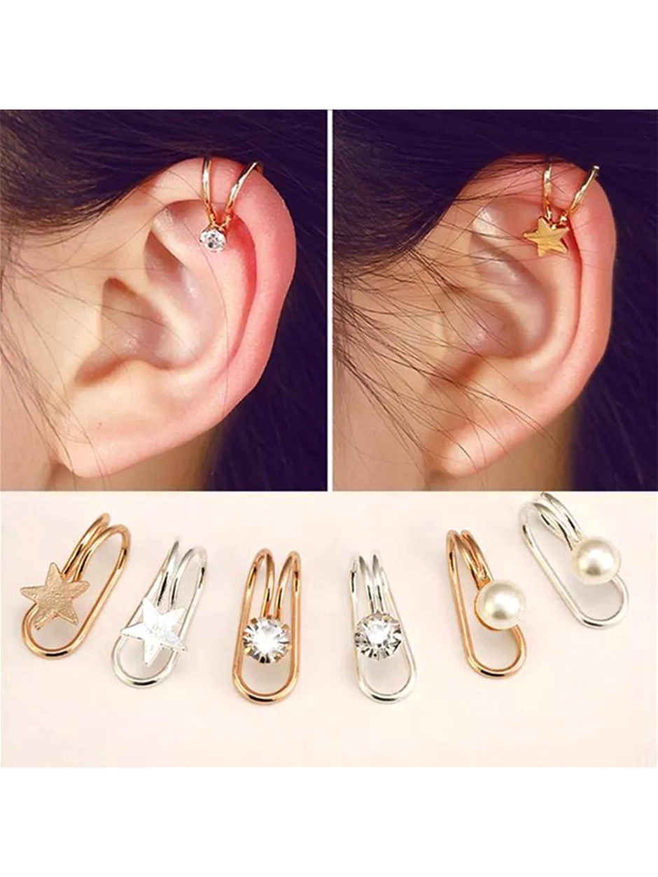 Yellow Chimes Gold-Toned Contemporary Studs Ear Cuffs